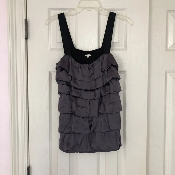 J. CREW -  Women’s SILK Blouse Tank Ruffle‎ Top Sz Medium Elastic Straps … - Picture 3 of 8